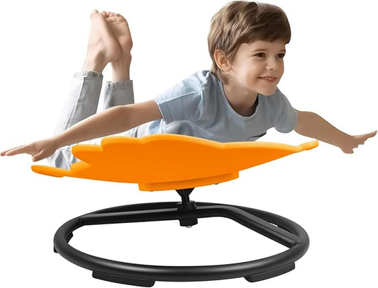 Zhenx Spinning Chair for Autistic Kids, Fish Shape Kids Sensory Swivel Chair, Sensory Spinner Seat for Toddlers with Autism & ADHD Children, Sit and Spin Training Body Coordination (Orange)