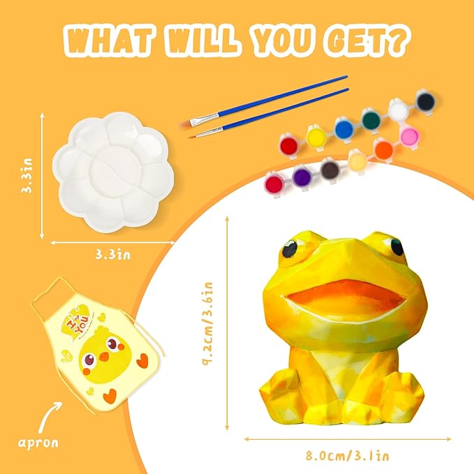 Loungelore Paint Your Own Frog Lamp Kit, Art Supplies Arts and Crafts for Kids Ages 8-12, DIY 3D Frog Night-Light, Creativity Painting Kit Toy for Girl Boy Teen, Birthday Gift for Daughter Son