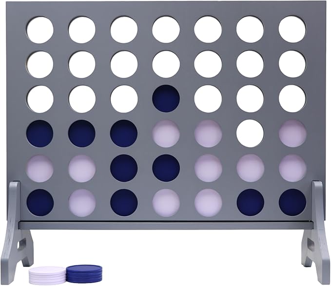 Tailgating Pros Premium Grey Giant Four in a Row with Carrying Case - Jumbo Oversized Outdoor Yard Game - Connect Multiple Pucks in a Row to Win - Many Puck Colors Available!