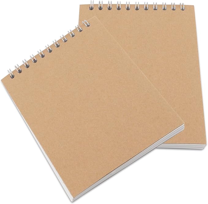 30 Pack A6 Sketch Pads, Top Spiral Bound Sketchbooks, 60 Sheets/120 Pages 70gsm Blank Page Drawing Pads, A6 Sketchbooks Brown Kraft Cover Notebook for Sketching, Journal