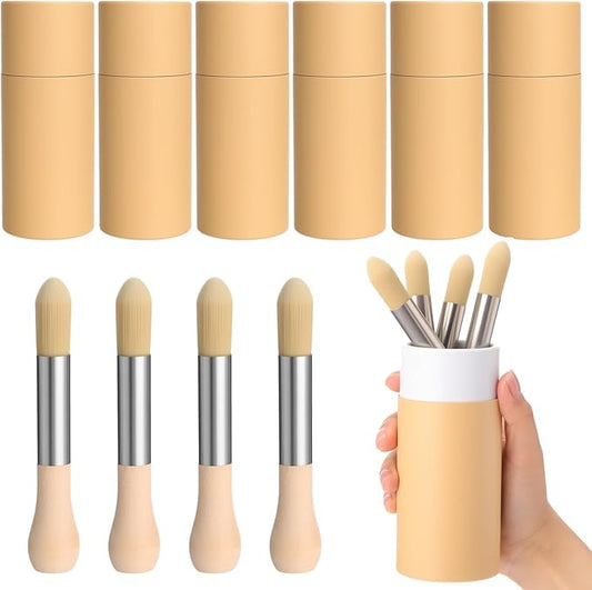 12 Pack Watercolor Paint Brushes Bulk Set for Kids Baby Toddler-4 Pcs Per Set Jumbo Brushes with Chubby Wood Handles for Easy Grip Paintbrushes Non Toxic Bristles for Art Craft (Wooden Color)