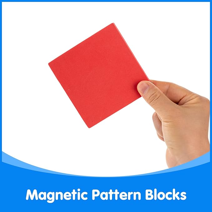 Magnetic Pattern Blocks - 10 Shapes - Magnetic Shapes for Whiteboard & Math Manipulatives