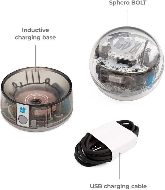 Sphero Bolt - Coding Robot Ball - Beginner to Advanced Programming - Ages 8+ - Learn to Code 3 Ways: Draw, Blocks, Javascript - Programmable Sensors - LED Matrix - Durable and Waterproof Design