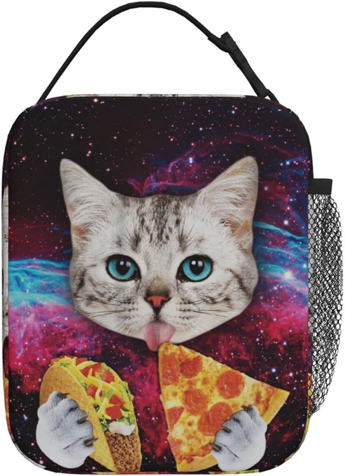 Galaxy Taco Cat Pizza Reusable Lunch Box Insulated LunchBox Cooler Lunch Bag