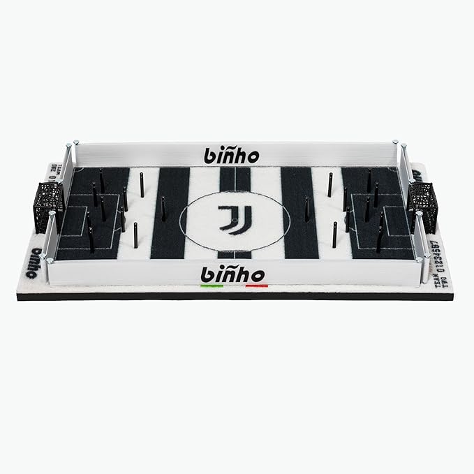 Binho Board Classic Board Game Juventus Edition - 2-Player Fast-Paced Finger Flicker Pinball Family Board Games - Portable Tabletop Sports Game Set for Any Occasion