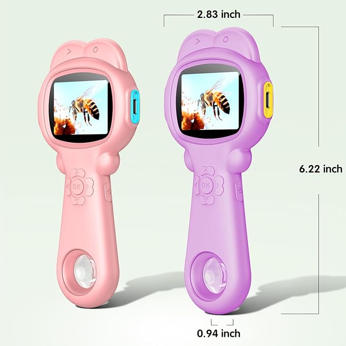 Microscope for Kids, Mini Portable Handheld Microscope with 500X Magnification, 200W Pixels, 2.0 High-Definition Screen for Birthday Christmas Educational Gifts Toys for 3 4 5 6 7 8 9 10 11 12 Kids