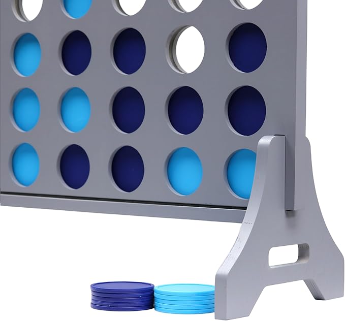 Tailgating Pros Premium Grey Giant Four in a Row with Carrying Case - Jumbo Oversized Outdoor Yard Game - Connect Multiple Pucks in a Row to Win - Many Puck Colors Available!