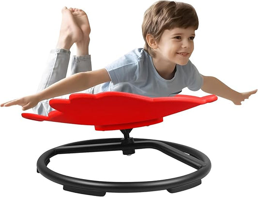 Zhenx Spinning Chair for Autistic Kids, Fish Shape Kids Sensory Swivel Chair, Sensory Spinner Seat for Toddlers with Autism & ADHD Children, Sit and Spin Training Body Coordination (Red)