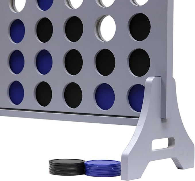 Tailgating Pros Premium Grey Giant Four in a Row with Carrying Case - Jumbo Oversized Outdoor Yard Game - Connect Multiple Pucks in a Row to Win - Many Puck Colors Available!