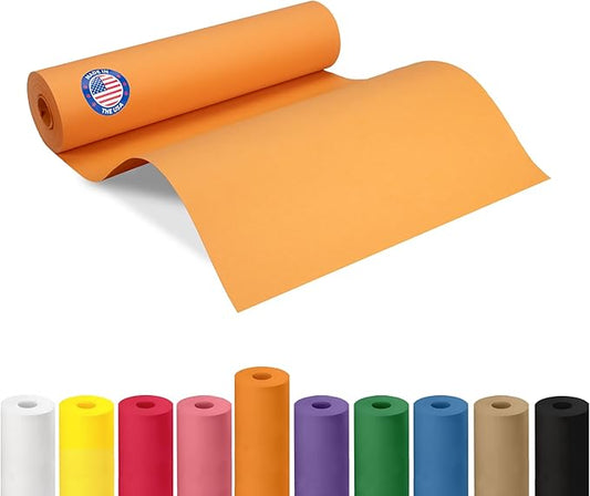 12" x 1200" (100 feet) Orange Kraft Paper Roll - USA-Made Quality Craft Paper for Gift Wrapping, Kids' Arts & Crafts, School Projects - 100% Recycled Natural Material 50lb Thickness by IDL Packaging