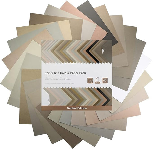 48 Sheets Earth Tones Colored Card Stock Printer Paper 120 gsm 32 lb 12x12 inch Cardstock Paper Neutral Color Scrapbook Paper for Cricut Maker