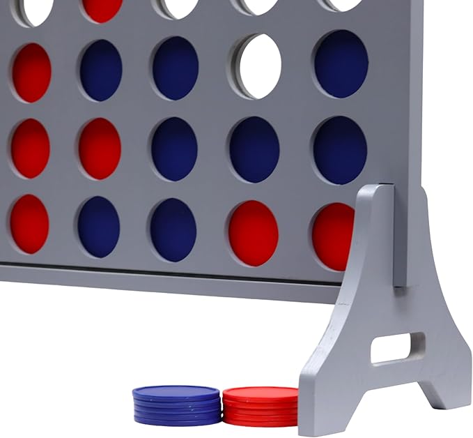 Tailgating Pros Premium Grey Giant Four in a Row with Carrying Case - Jumbo Oversized Outdoor Yard Game - Connect Multiple Pucks in a Row to Win - Many Puck Colors Available!