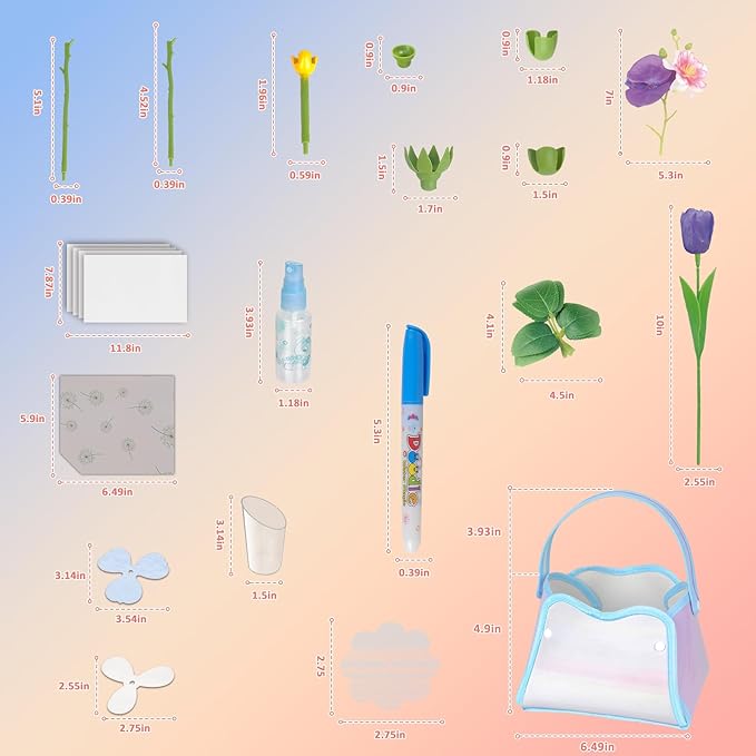 DIY Flower Bouquets Toys, Fabric Flower Market Toy is for Kids Best Gifts for Girls Boys Ages 5 6 7 8 9 10 to Craft Your Own Master Piece of Color Changing Flowers Kit