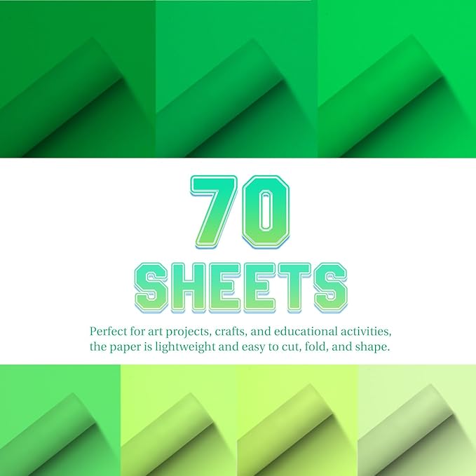 Construction Paper 8.5inx11in,70 Sheets,Set of 7 Colors 178GSM/65LB Heavyweight Construction Paper,Crafts,Arts,School Classroom Art Supplies Assorted Colors Bulk Paper