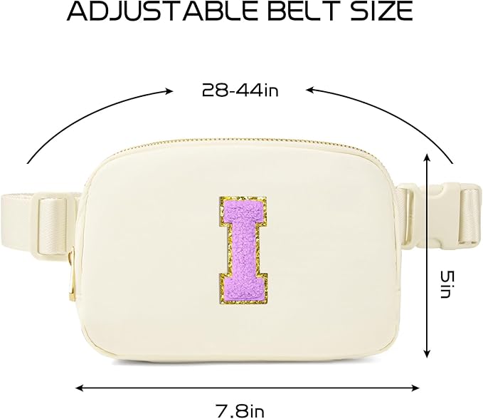 Gitus Gifts for 8 9 10 11 12 Year Old Girls Belt Bag Fanny Pack Crossbody Bags with Initial Letter Patch Cute Stuff Birthday Gifts for Teen Girls Women Personalized Trend Stuff (Ivory-I)
