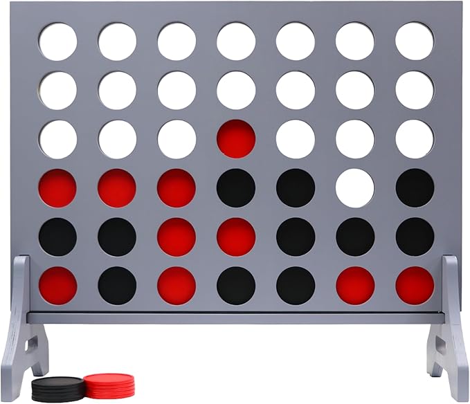 Tailgating Pros Premium Grey Giant Four in a Row with Carrying Case - Jumbo Oversized Outdoor Yard Game - Connect Multiple Pucks in a Row to Win - Many Puck Colors Available!