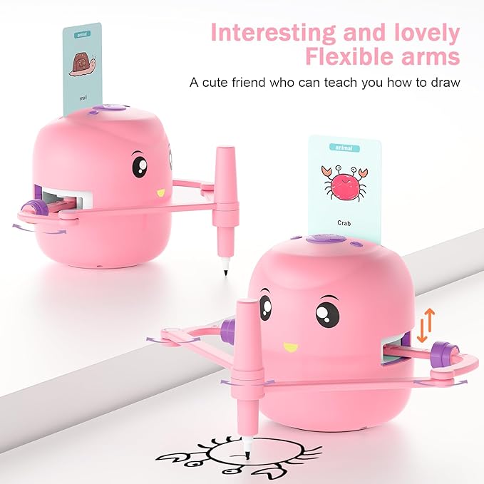 Smart Drawing Robot for Kids,Montessori Educational Painting Toy for 5+ with Voice Interaction&16 Color Pens,Magic Drawing Robot with 150 Learning Word Cards,Ideal Gift for 5+ Year Old Boys Girls