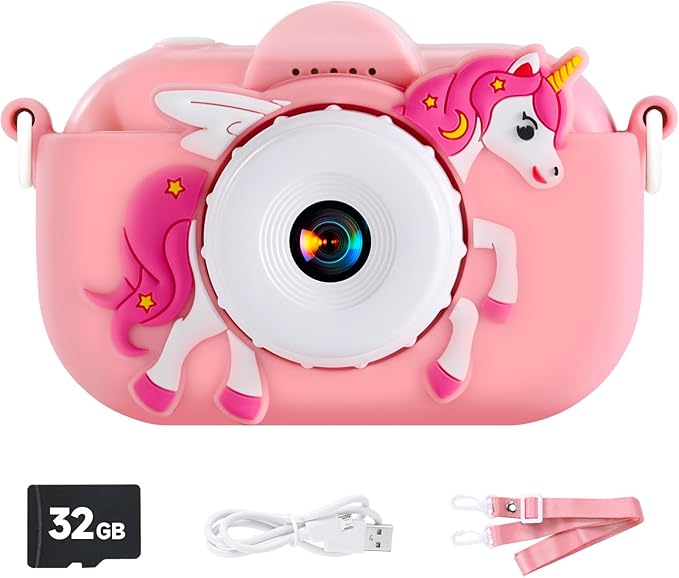 Kids Camera HD Video Digital Camera for Age 3-12, 1080P Toddler Camera for Kids Holiday Christmas Birthday Gifts for Girls Boys Age 3-9, Coral Pink