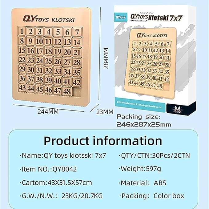LiangCuber QY Toys 48 Klotski Puzzle Magnetic Sliding Number Puzzle ABS 7x7 Klotski Brain Teasers Toy Tangram Jigsaw Intelligence