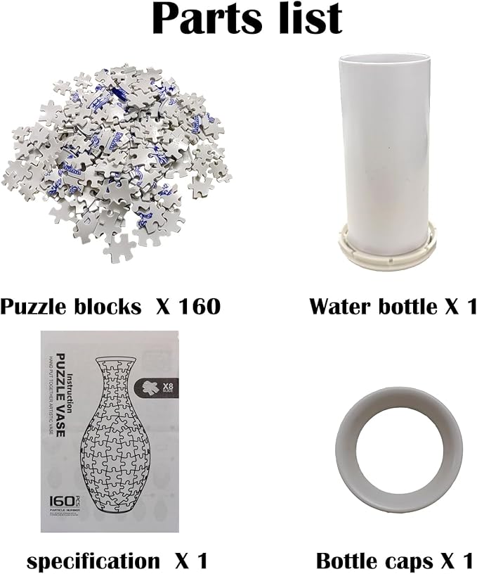 3D Puzzle Vase Unique Flower Vase for Adults Made by 160 Curved Plastic Puzzle Pieces, Piece Relax Puzzles for Adults, DIY Jigsaw Creative Gift for Parents & Housewarming