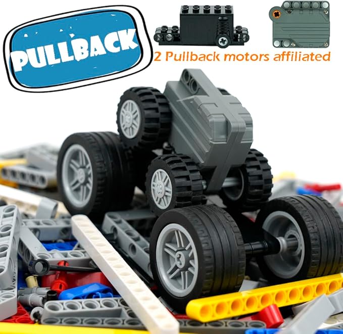 544PCS Technical Parts Pieces Sets, Engine Pullback Motor Kit, Beams Liftarm Frame Extra Replacement, Car Tire Wheel Axles Pin Connector Bricks Bulk