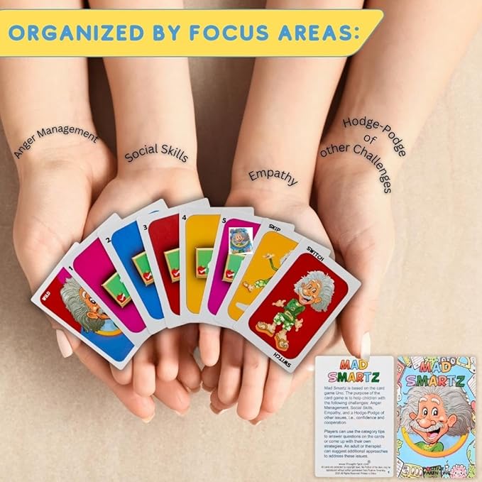Thought-Spot Mad Smartz Social Skills Anger Management Card Game Teaches Interpersonal Skills Emotional Regulation Autism ADHD Learning Tool Educational Therapy Game Counseling Kids Teens CBT Tool