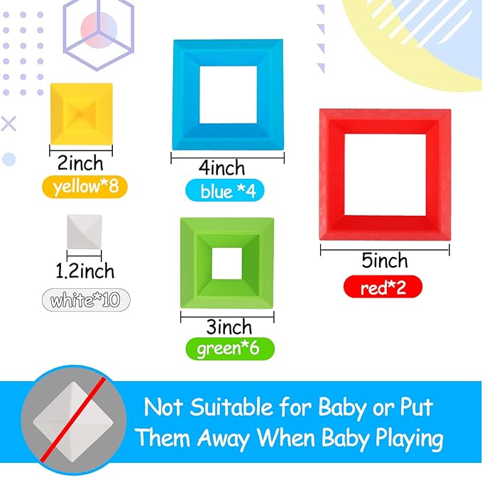 Tsomtto Montessori Toys for 3 4 5 6 Year Old Boys Girls Toddlers Preschool Learning Activities 30 Pcs Stacking Building Blocks STEM Stackable Educational Sensory Gifts for Kids Age 3-4