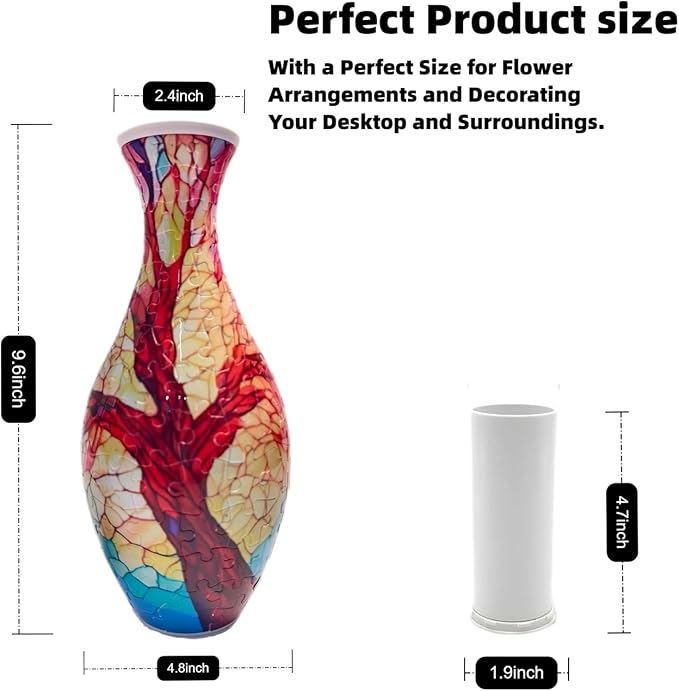 3D Vase Puzzle for Adults Room Decor Puzzles- Reusable Flower Vase with Tree of Life Design, Dust-Free Plastic Crafts,House Warming Gift for Flower Arrangements and Home Decoration