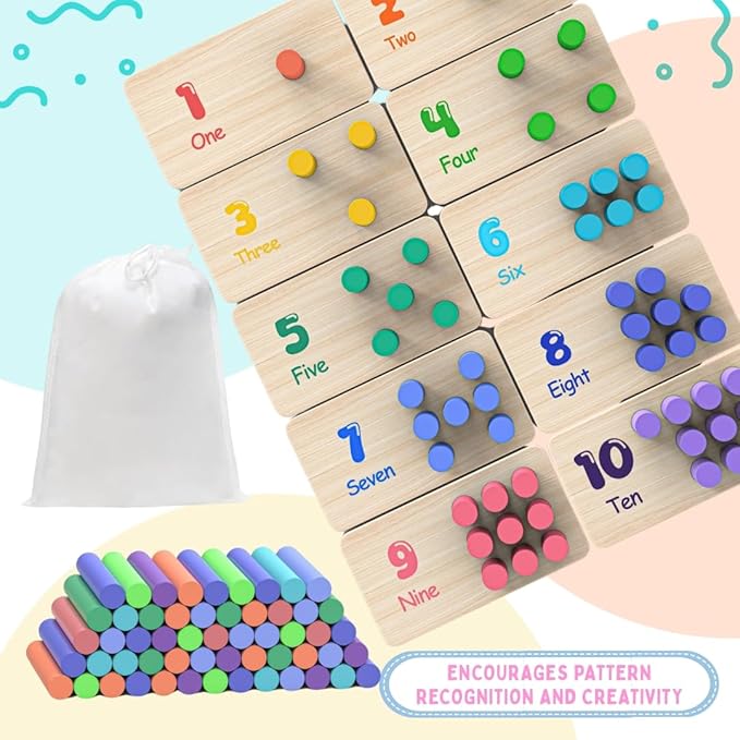 Counting Peg Board Montessori | Math Manipulatives for Preschoolers | Learning & Education Toys for Toddlers