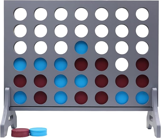 Tailgating Pros Premium Grey Giant Four in a Row with Carrying Case - Jumbo Oversized Outdoor Yard Game - Connect Multiple Pucks in a Row to Win - Many Puck Colors Available!