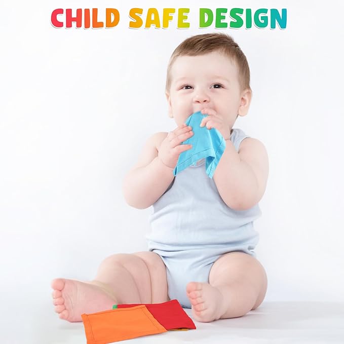 FCSONU Kids Toddler Toys, Montessori Baby Toys 0-6-12 Months, 1 Year Old Wooden Baby Tissue Box Toy for Educational Learning with Cloth Tissues, Boys & Girls Gifts for Birthday Christmas Children Day