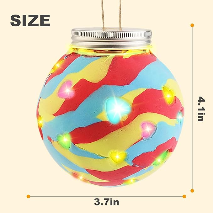 4 Set Kids Clay Arts and Crafts, Kid Craft Kit 8-12, Air Dry Clay Lantern Boys Girls Art Kits, Class Activities Group Projects Ages 7 8 9 10 11 Year Old, Fun Camping Crafts Christmas Stocking Stuffers