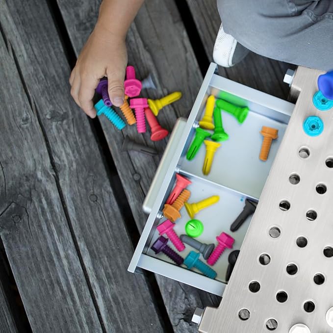Educational Insights Design & Drill My First Workbench (Gray) Supports STEM Learning, Ages 3 and Up, (125+ Pieces)