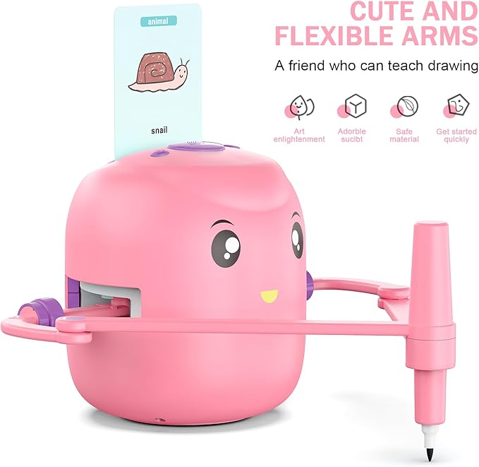 Smart Drawing Robot for Kids,Montessori Educational Painting Toy for 5+ with Voice Interaction&16 Color Pens,Magic Drawing Robot with 150 Learning Word Cards,Ideal Gift for 5+ Year Old Boys Girls