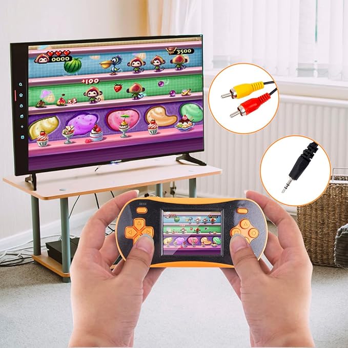 Handheld Game Player for Kids Adults- FAMILY POCKET RS16 Portable Classic Game Controller Built-in 260 Game 2.5 inch LCD Retro Arcade Video Game System Children's Birthday Gift (Orange)