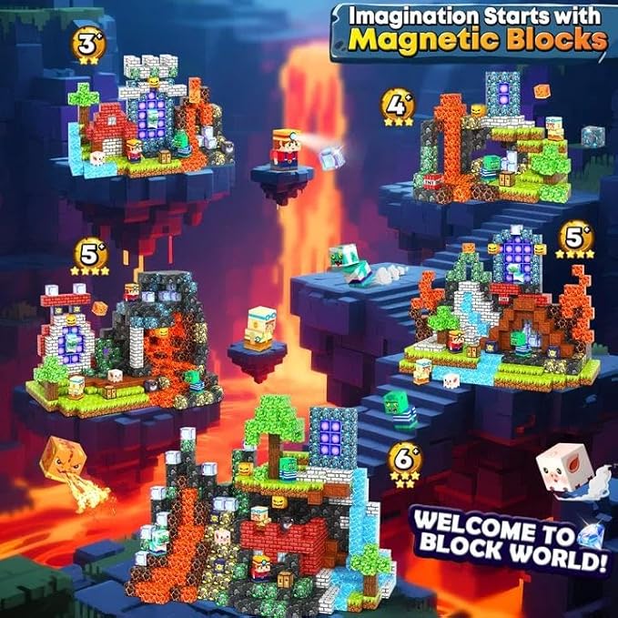 Magnetic Blocks Toys, Build Mine Magnet World Set, Magnetic Tiles Building for Boys & Girls Age 4-8 5-7, STEM Montessori Sensory Toys for Toddlers Kids Gifts