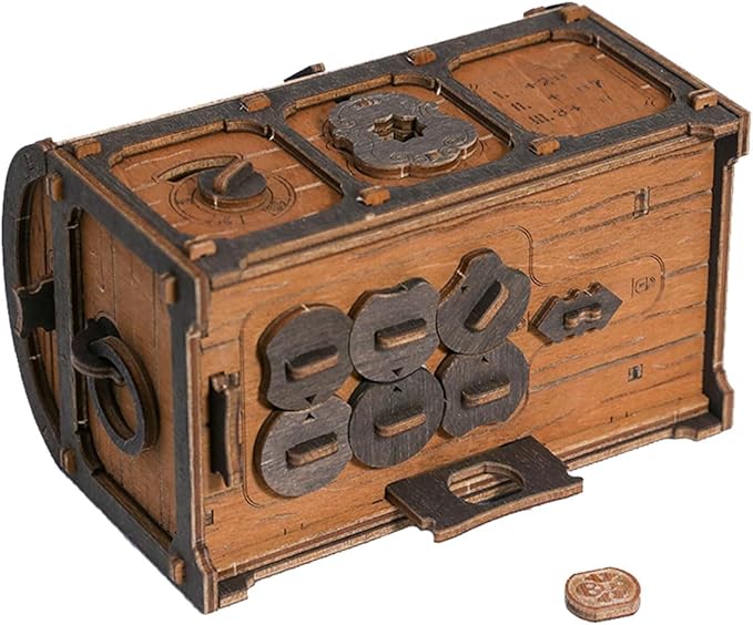 WOODEN.CITY Puzzle Box Treasure Chest - Assemble and Solve Riddles for a Unique Escape Room Experience - Wooden Clue Box Perfect Unique Gift Box - Made in EU