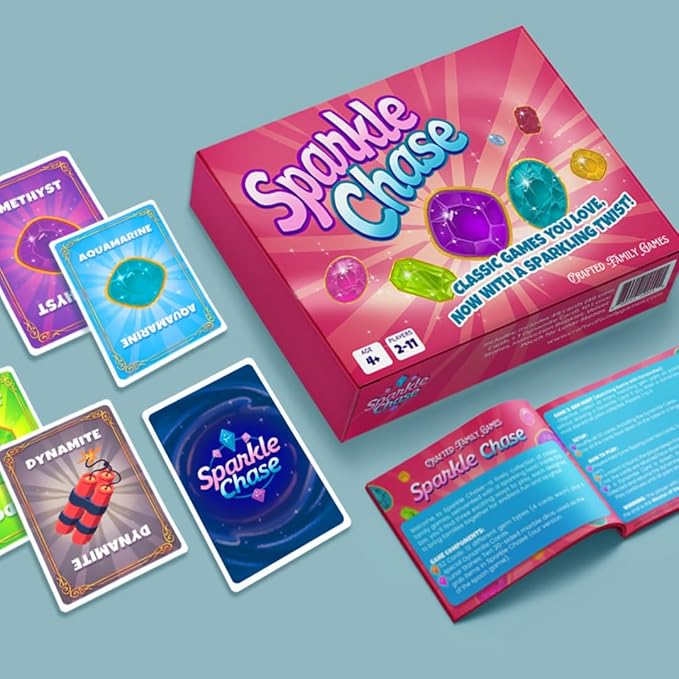 Sparkle Chase – Fast-Paced Family Card Game | Spoons and Old Maid Games | 3 Games in 1 | Fun for Kids & Adults | Matching, Strategy & Action | Great for Game Nights & Parties | 2-11 Players