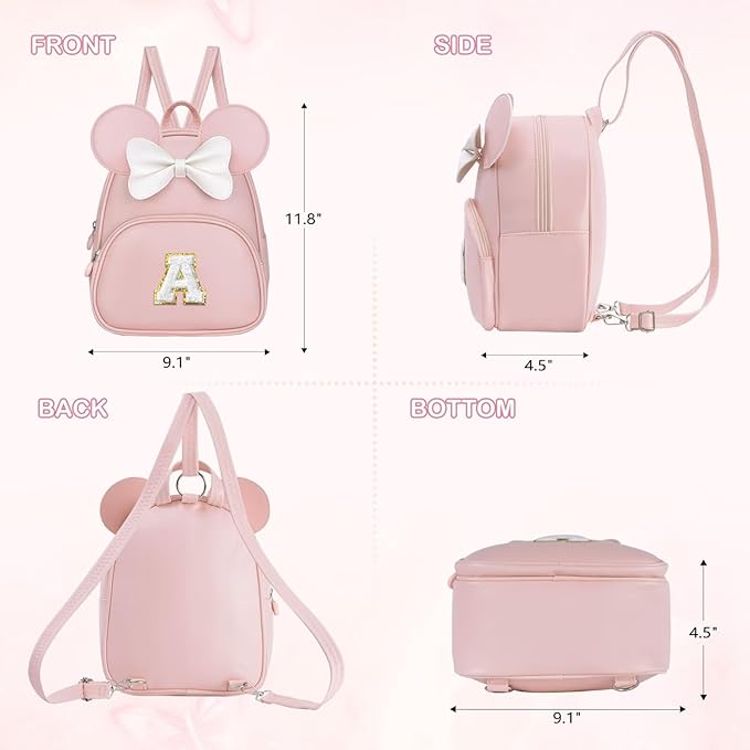Backpack for Girls Kids Toddler, Bookbag for Teen Girl Kids Birthday Gifts, School Backpack for Girls with Cute Bow, Initial Blue N