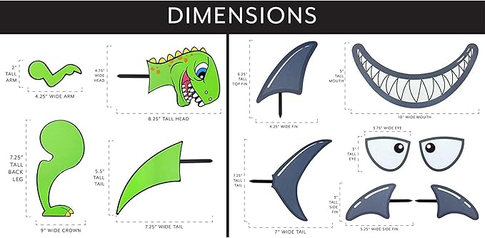 Decorae Pumpkin Kit Sets (Shark and Dinosaur Theme), 13 Reusable Metal Accessories for Halloween Fall Pumpkin Face Decorating