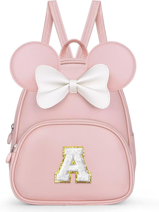 Toddler Backpack for Girls Kids - Birthday Gifts for 6 7 8 9 10 Year Old Girls Bookbag, School Backpack for Teen Girl with Cute Bow, Initial Pink A