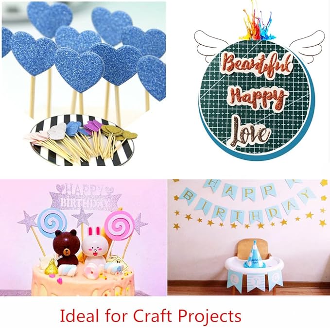 Baisunt 10 Sheets Royal Blue Glitter Cardstock Paper for Graduation Cap DIY Project, Scrapbook, Birthday Wedding Party Decoration 250GSM(12x12 In, Non Adhesive)
