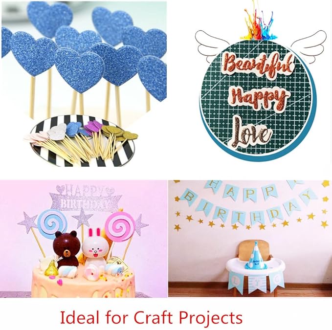 Baisunt 20 Sheets Blue Glitter Cardstock Paper for DIY Art Project, Scrapbook, Birthday Wedding Party Decoration 250GSM(8x12 In, Non Adhesive)