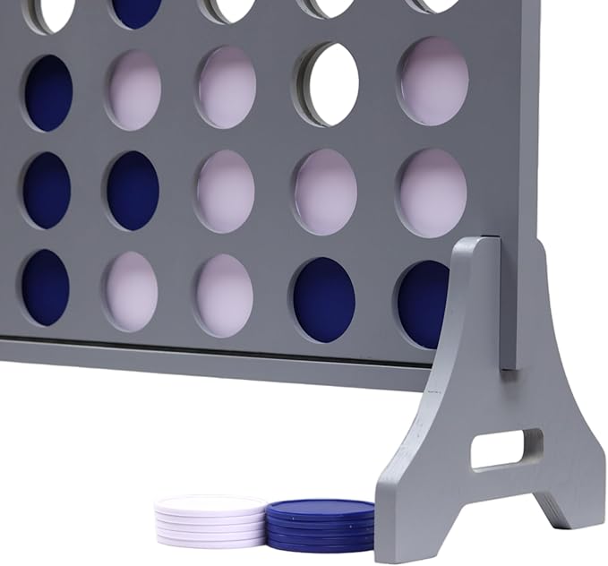 Tailgating Pros Premium Grey Giant Four in a Row with Carrying Case - Jumbo Oversized Outdoor Yard Game - Connect Multiple Pucks in a Row to Win - Many Puck Colors Available!