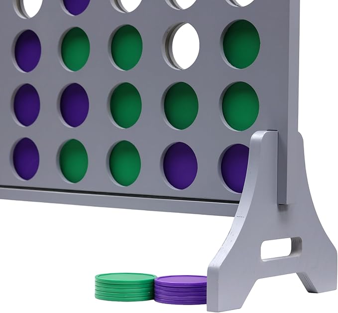 Tailgating Pros Premium Grey Giant Four in a Row with Carrying Case - Jumbo Oversized Outdoor Yard Game - Connect Multiple Pucks in a Row to Win - Many Puck Colors Available!