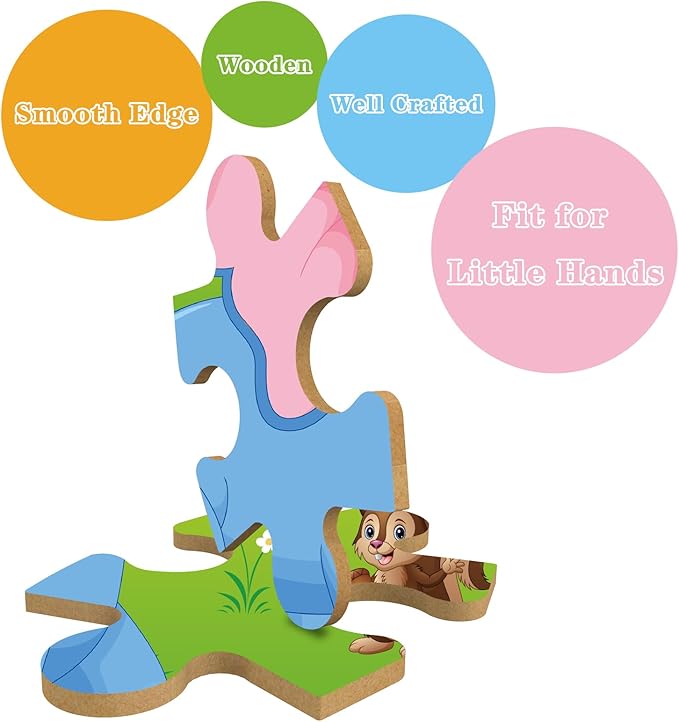 Puzzles for Kids Ages 3-5 Toddler Wooden Toys Montessori Learning Education Preschool Sets Games for Boy Girl 3 4 5+ Years Old, Pack of 6 (20 Pieces)