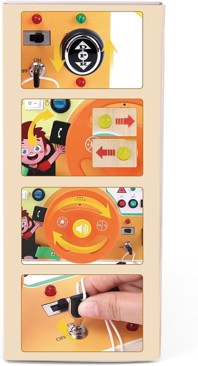 Toddler Toys Montessori Busy Board for 1+ Year Old Boys & Girls Steering Wheel Driving Simulation Toy Travel Activities for Toddlers 1 2 3 4+ Year Old Sensory Toys