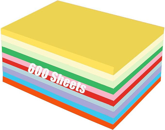 600 Sheets Colored Paper A4 Origami Printer Copy Multipurpose Printing Paper for DIY Craft Scrapbook Office 8.3" X 11.7", 10 Assorted Colors(70 gsm)