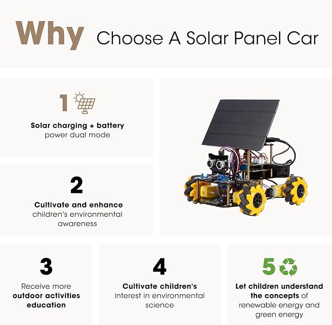 Robotics Kit for Kids Ages 8–12,ACEBOTT STEM Robot Car with Solar Powered,Compatible with Arduino & Scratch,STEM Toys for Boys Ages 8–12,App & Remote Control,Programmable ESP32,Gift for Boys and Girls