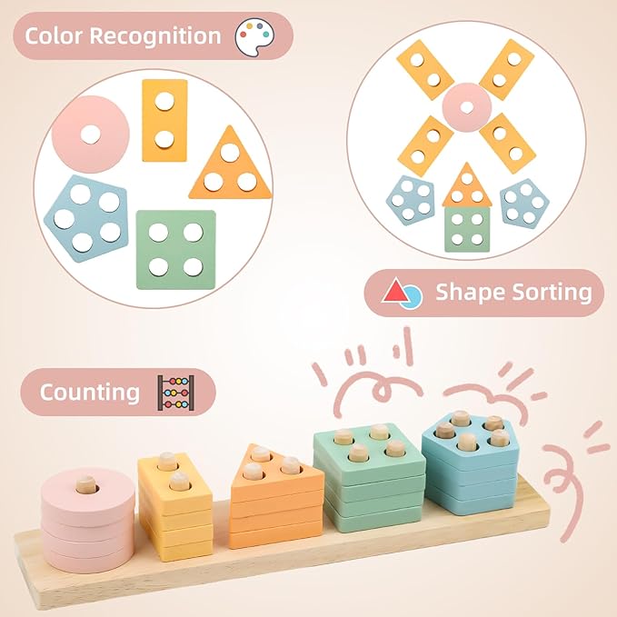 Premium Baby Toys for 6-18 Months, 8 in 1 Montessori Toys Set, Educational Learning Toys for Toddlers 1-3 Years Old Trendy Babies Gifts for Boys & Girls